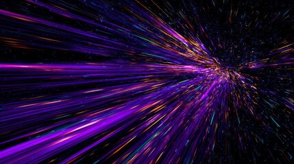 Obraz premium Abstract digital visualization depicts rapid movement through streaks of neon light