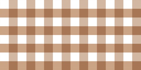 Brown and white buffalo plaid pattern seamless background. Classic gingham check design for fabric, textiles, and home decor. wooden chessboard background.