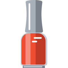Red Nail Polish Bottle With Gray Cap Isolated On White Background Vector Illustration