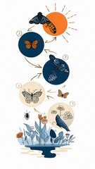 vector illustration of an butterfly evolution