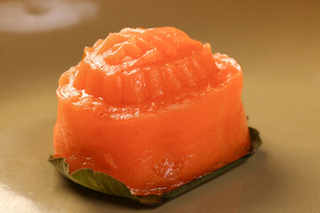 Traditional Malaysian desert Nonyah Kuih making preparing ingredients panadn leaf shredded coconut...