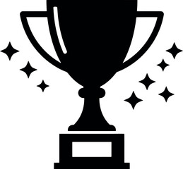 Black Trophy Cup with Sparkles on White Background for Award Recognition