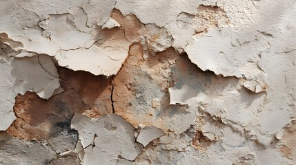 Close-up of peeling paint on an old wall, showing layers of decay and texture.