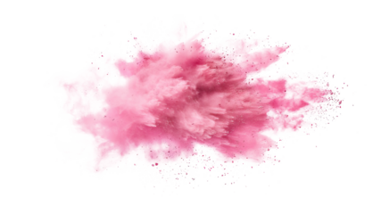 Vibrant pink dust powder explosion effect isolated PNG cutout, transparent background. Fun, colorful, dynamic blast, celebration, party, festival graphic element