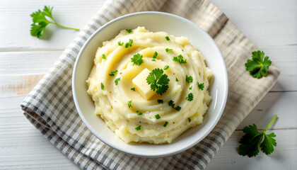 Creamy mashed potatoes with melting butter and fresh parsley garnish, perfect for holiday dinners and comforting family meals, so delicious