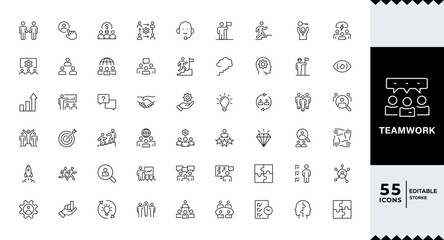 Pixel Perfect,teamwork, team building,  Business teamwork, team building, work group and human resources minimal thin line web icon set. Outline icons collection.