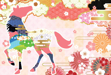 Obraz na płótnie Canvas 午　年賀状　干支　背景