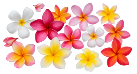 Plumeria Flower Collection on White Background