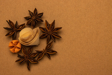 star anise on wooden background