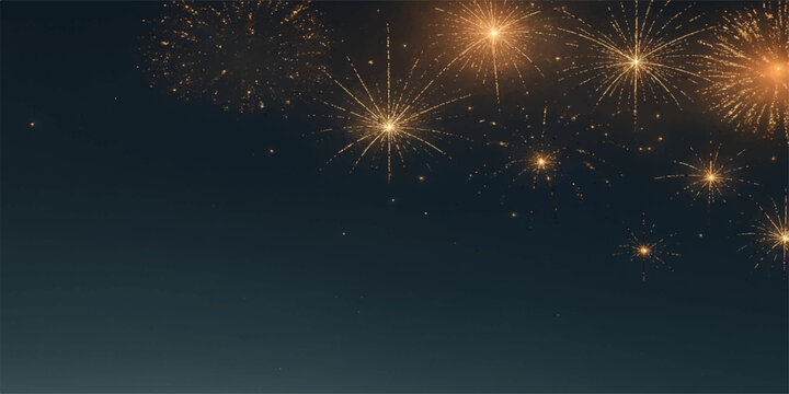 Starry night sky celebration with bright blue fireworks light for New Year holiday design