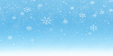 Blue winter holiday background with sparkling snowflakes and bright stars for Christmas celebration design