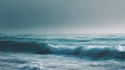 Fototapeta premium Dramatic Ocean Waves Under a Moody Sky.