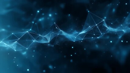 Futuristic network connection with dynamic glowing nodes for blockchain tech, AI, and advanced data analytics visual backgrounds and virtual reality