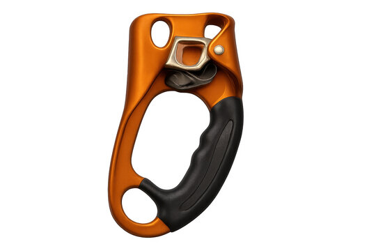 Orange climbing ascender equipment for mountaineering safety