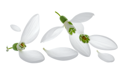 Delicate Snowdrops in Flight A Springtime Fantasy with Floating Petals