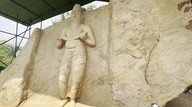 Ruins of Parakramabahu statue at Pothgul Vehera Sri Lanka
