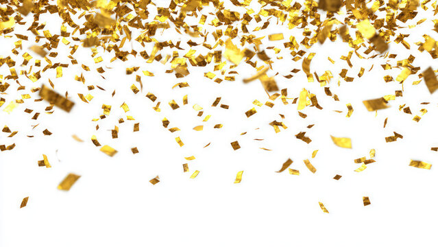 Golden confetti scattered in a stylish composition, showcasing metallic shine and festive energy perfect for upscale parties, celebrations, invitations, and luxury branding visuals.