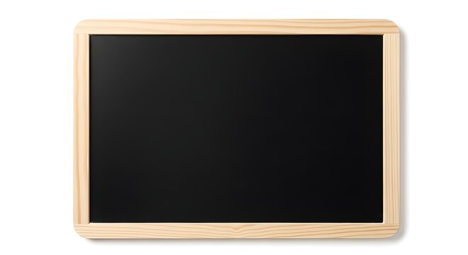Blank rectangular blackboard or chalkboard with wooden frame isolated on white background for copy space