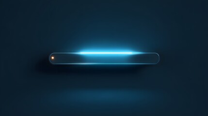 Futuristic Blue Light Bar on Dark Background.