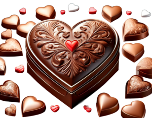 Chocolate box with heart decorations