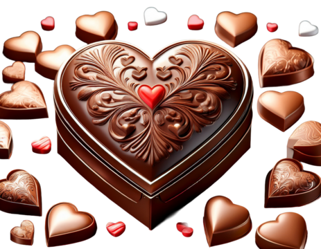 Chocolate box with heart decorations