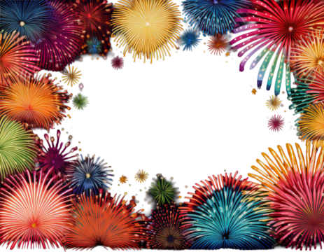 Fireworks frame border, PNG.