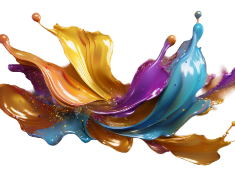 Glitter paint splash in carnival tones, PNG