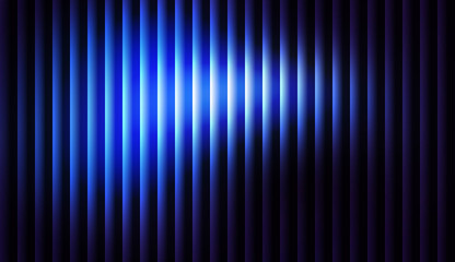 Obraz premium Dark Vertical Stripes with Intense Blue and White Neon Gradient Glow and Glass Effect Background