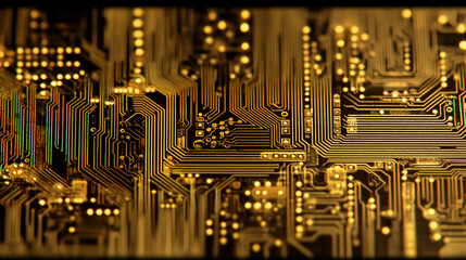 Luxury golden electronic circuit board texture background