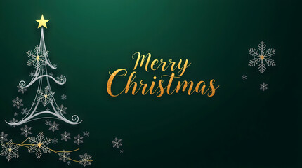 Festive Merry Christmas Tree Decoration Design on a Green Background for Holiday Season Celebrations