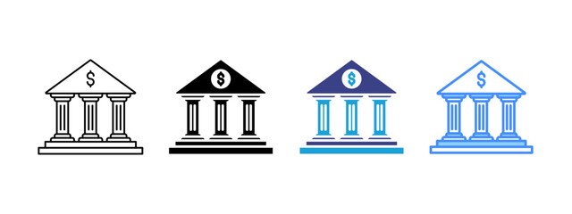 Bank  icon set multiple style collection