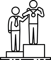 Line Art Illustration of Two People Awarding Each Other on Podium