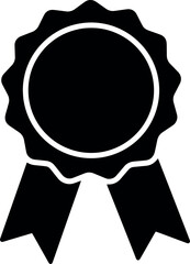 Black Award Ribbon with Ruffled Edge and Two Tails for Recognition and Achievement