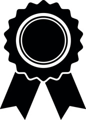 Black Award Ribbon with Ribbons on White Background