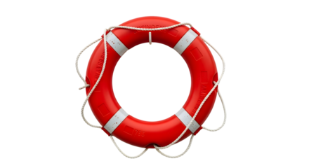 Red and white life preserver isolated on transparent background