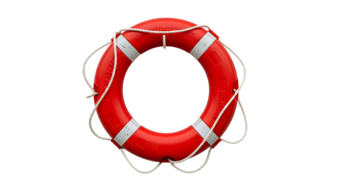 Red and white life preserver isolated on transparent background