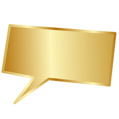 Golden speech bubble. Empty text box. Comic clipart