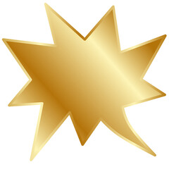 Golden speech bubble. Empty text box. Comic clipart