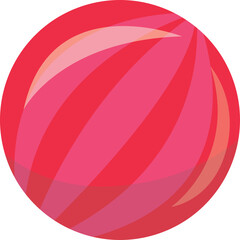 Red striped spherical candy with light reflections on a transparent background vibrant glossy orb sweet treat abstract round shape