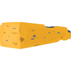 Yellow Cheese Block With Blue Specks On A Transparent Background Minimalist Food Illustration