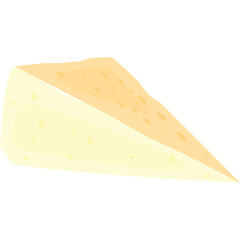 Slice Of Cheese Isolated On Transparent Background Simple Flat Design Food Illustration