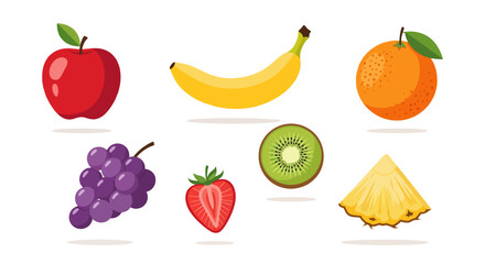 Fresh collection of fruits and vegetables on a white background