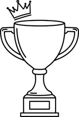 Simple Trophy Cup with Crown Illustration for Award and Achievement Concepts