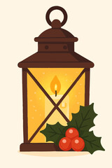 Christmas Lantern Flat Vector Illustration