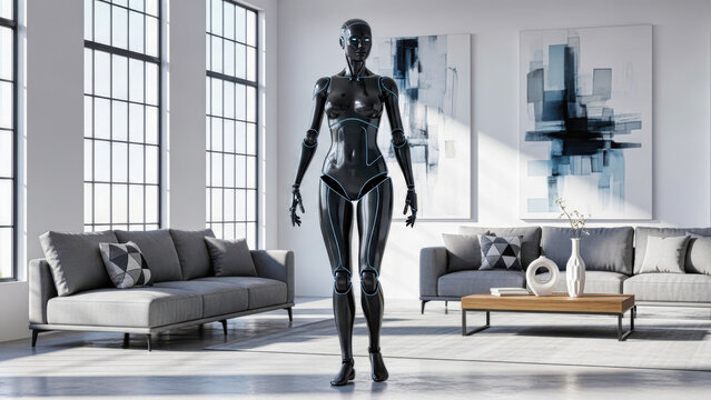 Modern Female Robot in Loft
