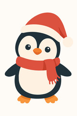 Cute Christmas Penguin Flat Character