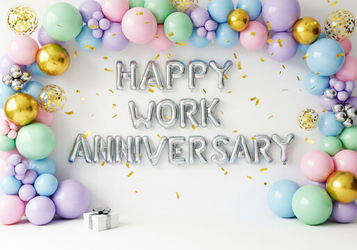 Happy Work Anniversary Colorful Balloon Wall 