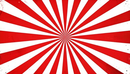 Red and white radial design with a vintage, aged, and slightly dirty appearance
