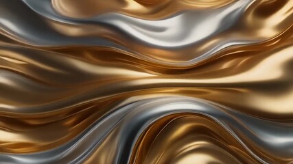 Abstract metallic waves of gold and silver forming elegant, flowing patterns suggesting luxury and sophistication