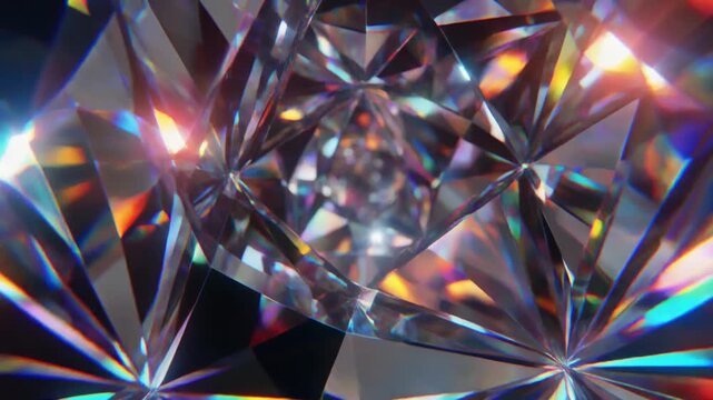 Sparkling gemstone facets reflecting colorful light, creating a dazzling abstract pattern with brilliant clarity and immense value